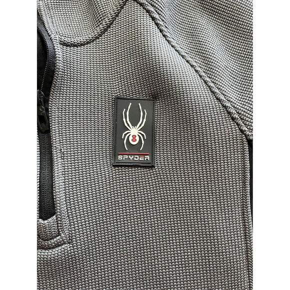Spyder Speed Sweater Men's Medium Stretch Hooded Waffle Fleece Charcoal Gray - Picture 7 of 10